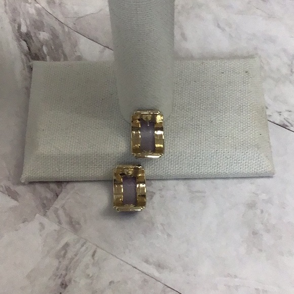 Weekenders vintage houndstooth purple inlay earring. - Picture 3 of 4